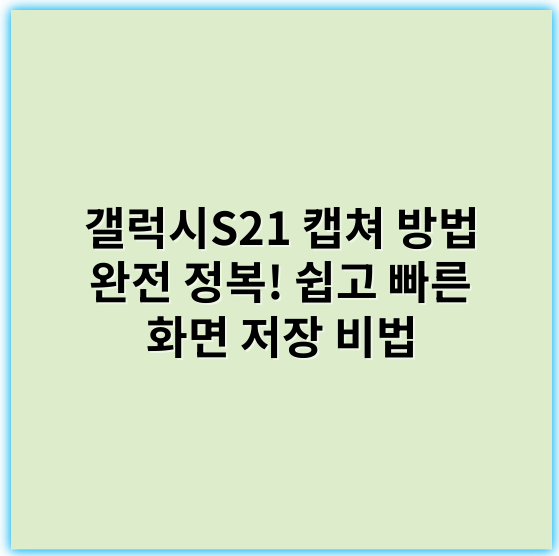 갤럭시S21 캡쳐 방법 완전 정복! 쉽고 빠른 화면 저장 비법 - 캡쳐 방법