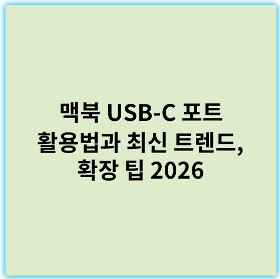 맥북 USB-C 포트 활용법과 최신 트렌드, 확장 팁 2026 - 호환성