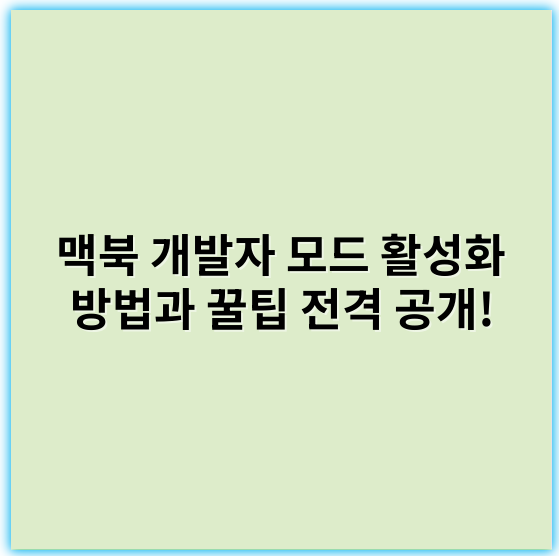 맥북 개발자 모드 활성화 방법과 꿀팁 전격 공개! - 개발자 모드