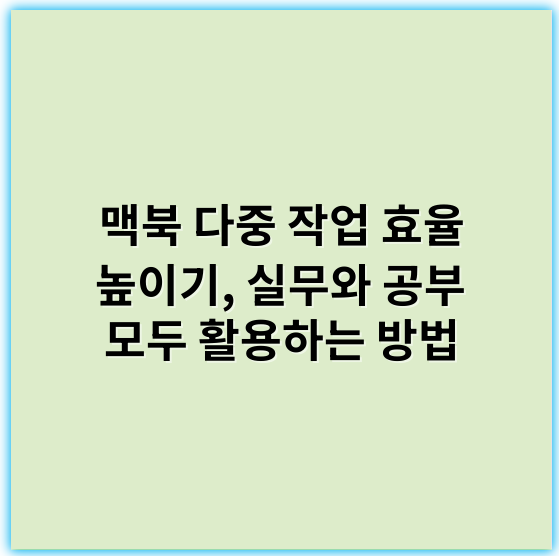 맥북 다중 작업 효율 높이기, 실무와 공부 모두 활용하는 방법 - 맥북 다중 작업에서 가장 중요한 핵심 키워드는 "메모리(RAM)"입니다.