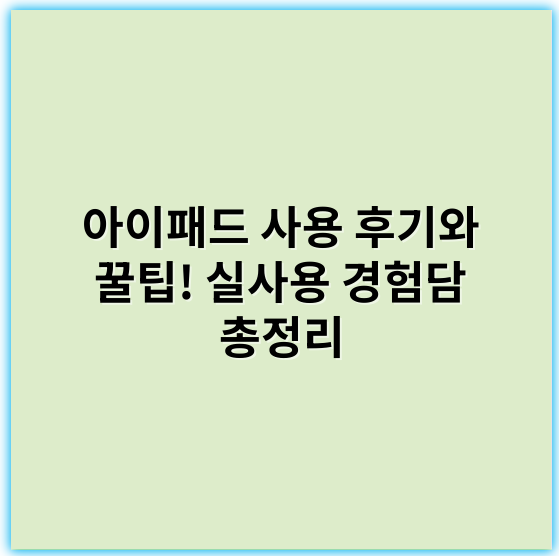아이패드 사용 후기와 꿀팁! 실사용 경험담 총정리 - 사용자 경험