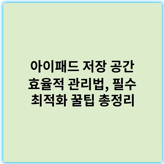 아이패드 저장 공간 효율적 관리법, 필수 최적화 꿀팁 총정리 - 아이패드 저장공간