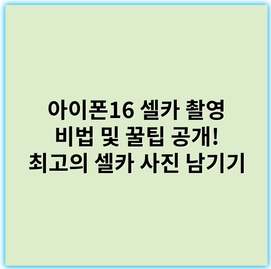 아이폰16 셀카 촬영 비법 및 꿀팁 공개! 최고의 셀카 사진 남기기 - 아이폰16